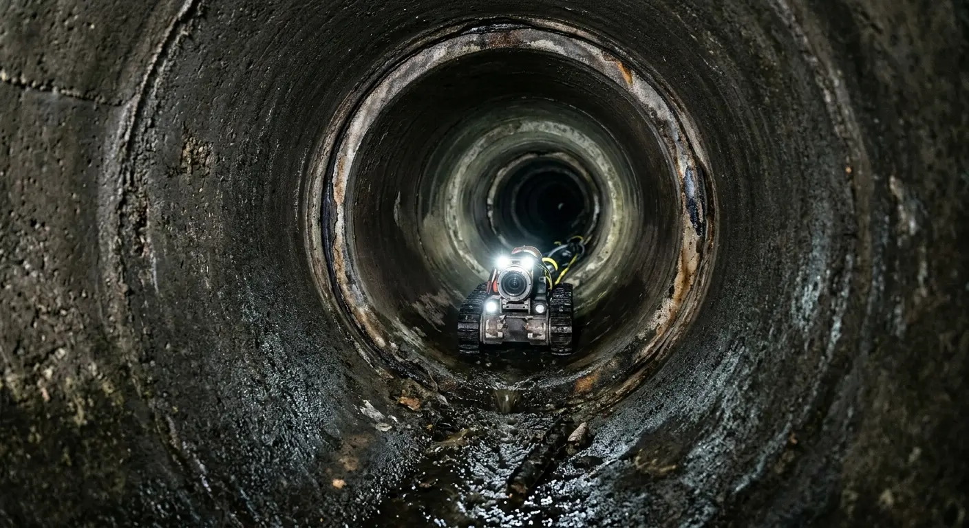 Robotic sewer camera inspecting pipe interior for Drain Snake Service in Berwick